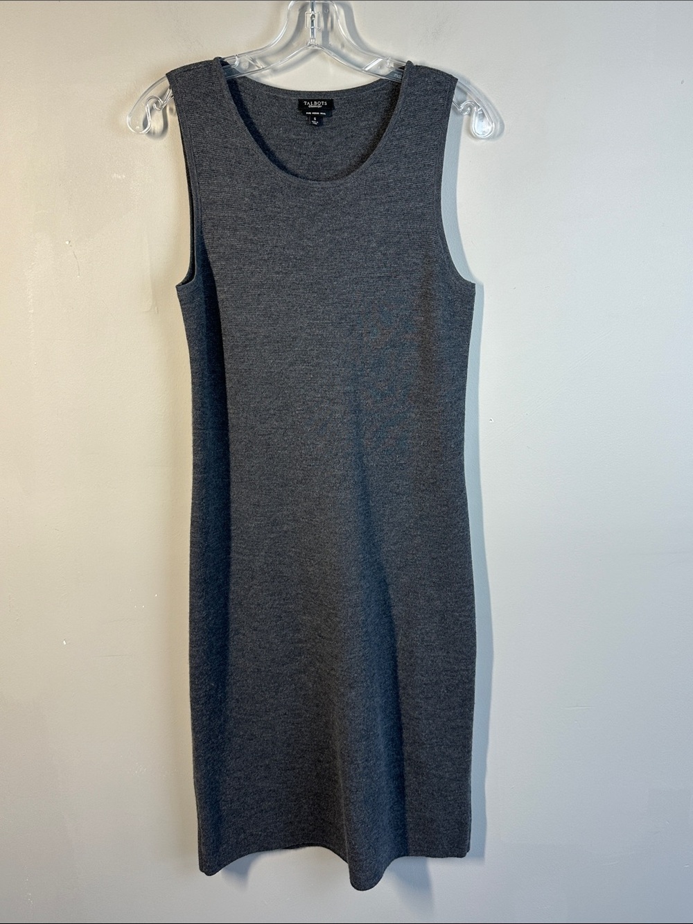 Talbots 100% Pure Merino Wool Gray Sleeveless Dress Size S Office Careerwear